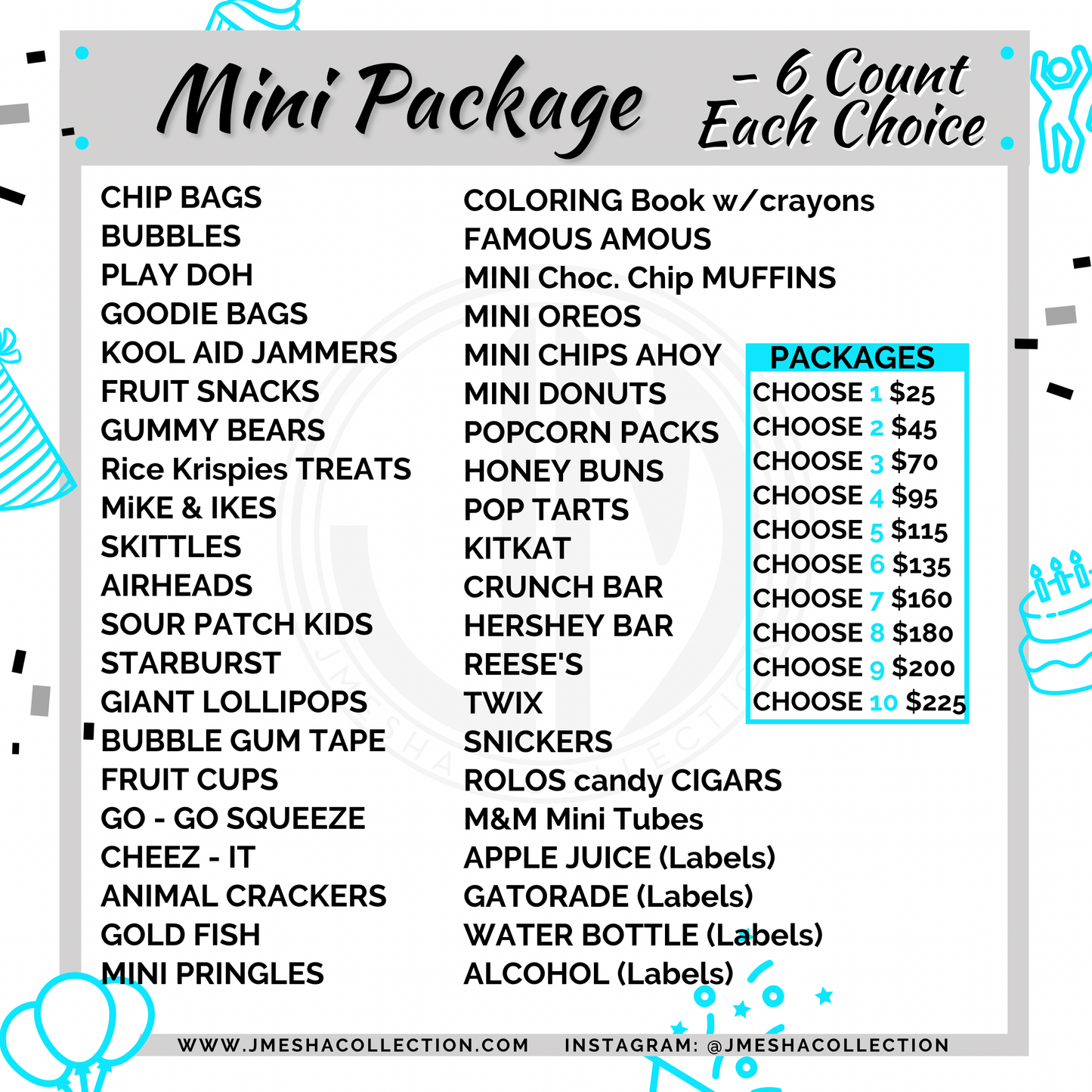 Mini Package (6ct. Per Favor Choice)